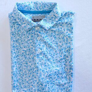 PGA Tour Performance Women's Golf Polo Blue White Print Short Sleeve, Size XL